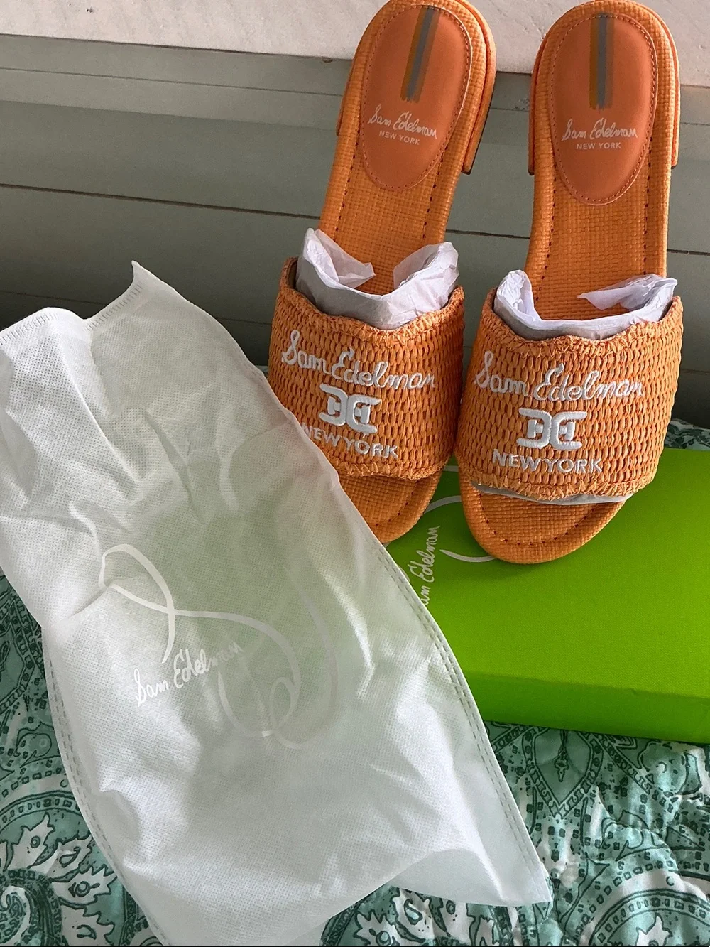 Sam Edelman Orange Woven Slide Sandals - Picture 5 of 5